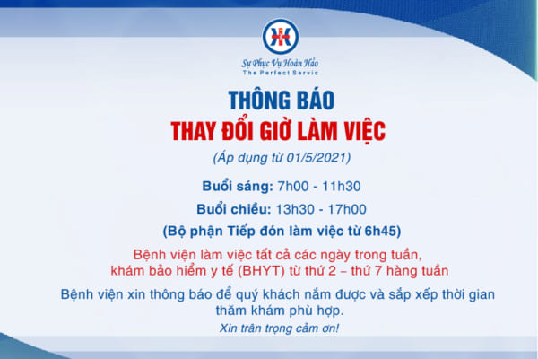 BỆNH VIỆN ĐA KHOA QUỐC TẾ HẢI PHÒNG – VĨNH BẢO THÔNG BÁO THAY ĐỔI GIỜ LÀM VIỆC