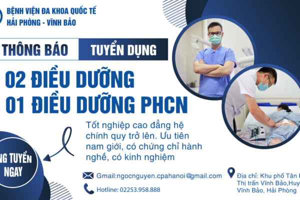 Thông báo tuyển dụng tại Bệnh viện đa khoa Quốc tế Hải Phòng – Vĩnh Bảo