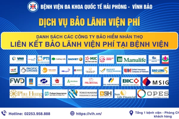 Bệnh viện Đa khoa Quốc tế Hải Phòng – Vĩnh Bảo thực hiện Bảo lãnh viện phí cho các chủ thẻ thuộc chương trình bảo hiểm sức khỏe của các công ty dịch vụ bảo lãnh viện phí Insmart, PTI, Smart, Pacific cross