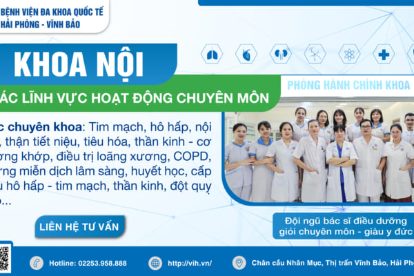 Khoa Nội, Bệnh viện đa khoa Quốc tế Hải Phòng – Vĩnh Bảo: Địa chỉ đáng tin cậy trong khám, chữa bệnh nội khoa