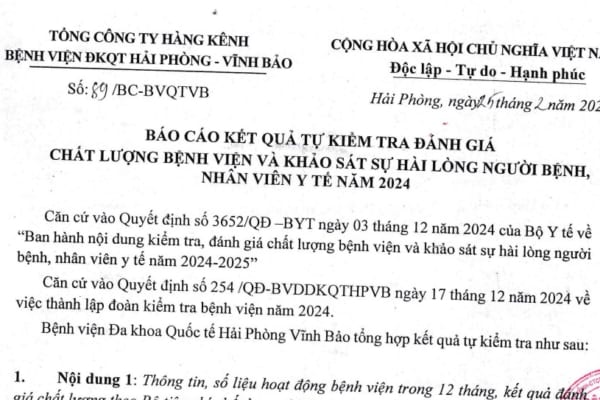 Báo cáo tự kiểm tra, đánh giá chất lượng bệnh viện năm 2024