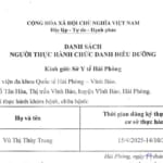 Danh sách người thực hành chức danh điều dưỡng