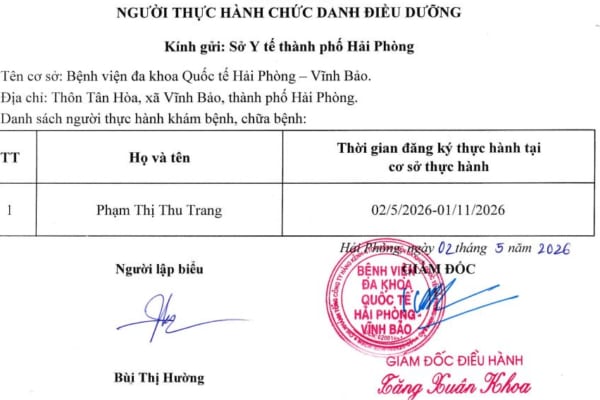 DANH SÁCH NGƯỜI THỰC HÀNH CHỨC DANH ĐIỀU DƯỠNG (PHẠM THỊ THU TRANG)-BẢN SỐ 01 NĂM 2026-BVĐKQTHPVB