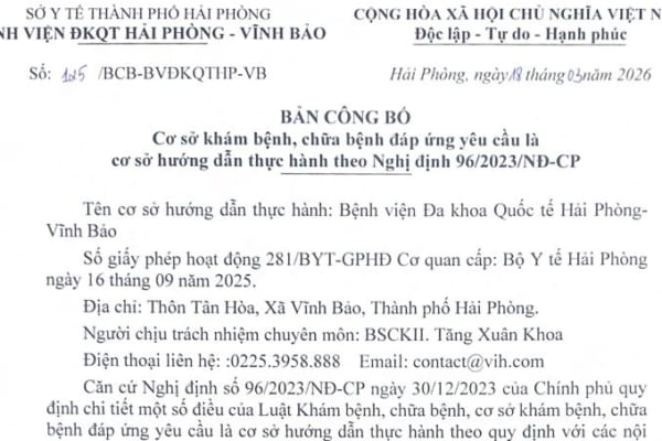 CÔNG BỐ CƠ SỞ KHÁM CHỮA BỆNH ĐÁP ỨNG YÊU CẦU LÀ CƠ SỞ HƯỚNG DẪN THỰC HÀNH NĂM 2026