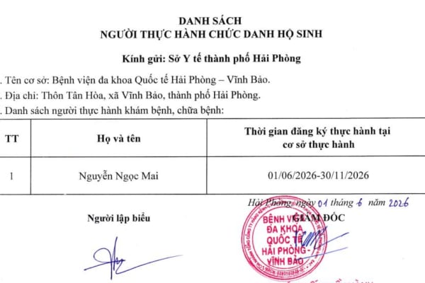 DANH SÁCH NGƯỜI THỰC HÀNH CHỨC DANH HỘ SINH (NGUYỄN NGỌC MAI)-BẢN SỐ 02 NĂM 2026-BVĐKQTHPVB